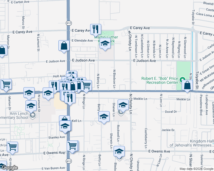 map of restaurants, bars, coffee shops, grocery stores, and more near 5370 East Lake Mead Boulevard in Las Vegas
