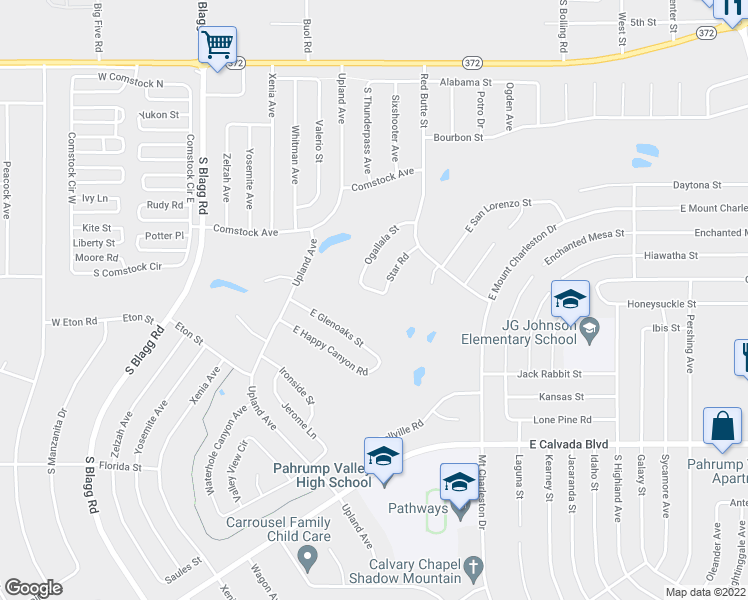 map of restaurants, bars, coffee shops, grocery stores, and more near 401 Erin Street in Pahrump