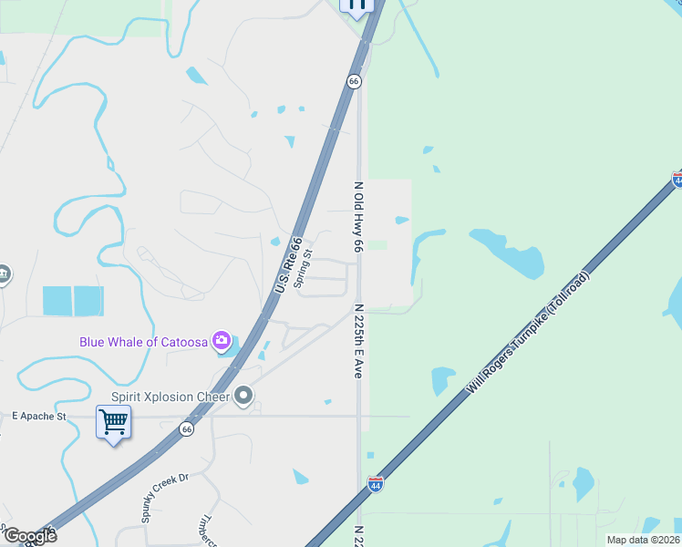 map of restaurants, bars, coffee shops, grocery stores, and more near 2980 Creekside Drive in Catoosa