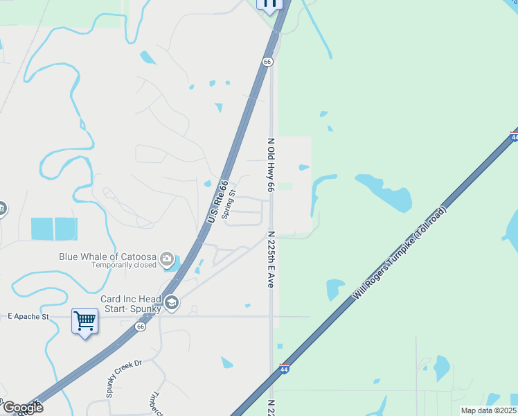 map of restaurants, bars, coffee shops, grocery stores, and more near 2982 Creekside Drive in Catoosa