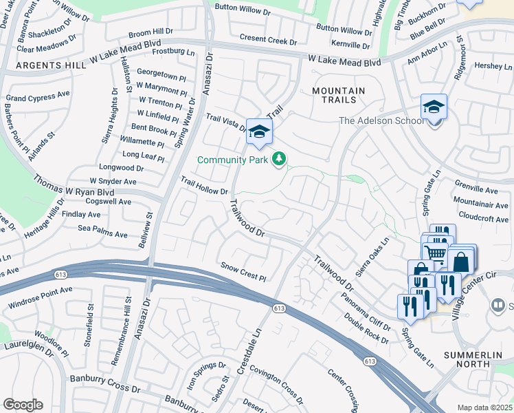 map of restaurants, bars, coffee shops, grocery stores, and more near 2024 Summer Cove Court in Las Vegas
