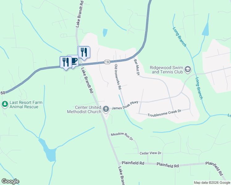 map of restaurants, bars, coffee shops, grocery stores, and more near 6179 Old Ironworks Road in Greensboro