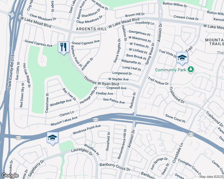 map of restaurants, bars, coffee shops, grocery stores, and more near 10509 Cogswell Avenue in Las Vegas