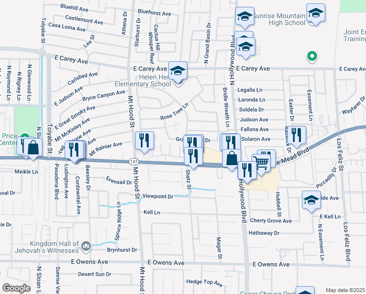 map of restaurants, bars, coffee shops, grocery stores, and more near 2092 Scanlon Ferry Court in Las Vegas