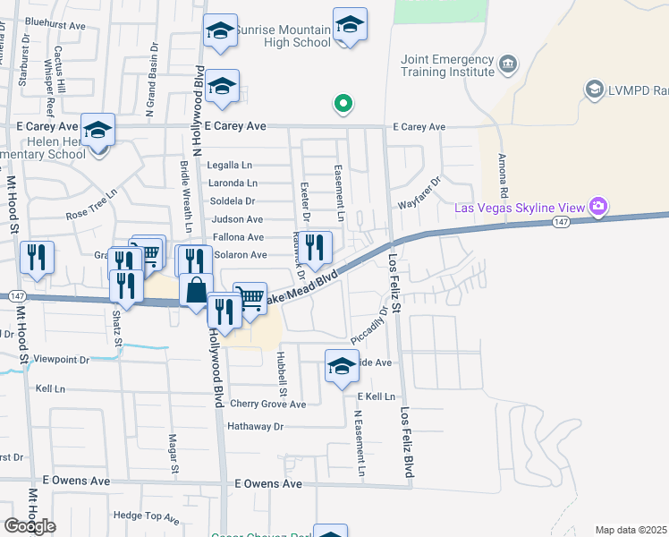 map of restaurants, bars, coffee shops, grocery stores, and more near 6965 Canary Ivy Way in Las Vegas