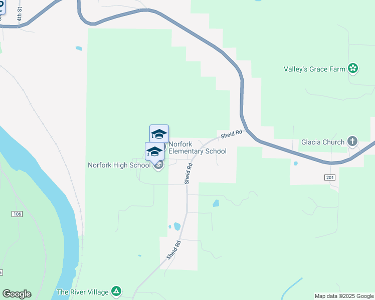 map of restaurants, bars, coffee shops, grocery stores, and more near Mildred Simpson Drive in Norfork