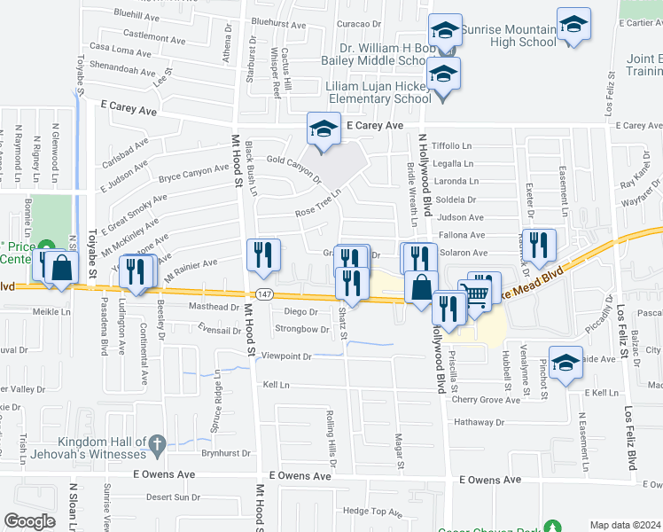 map of restaurants, bars, coffee shops, grocery stores, and more near 2092 Scanlon Ferry Court in Las Vegas