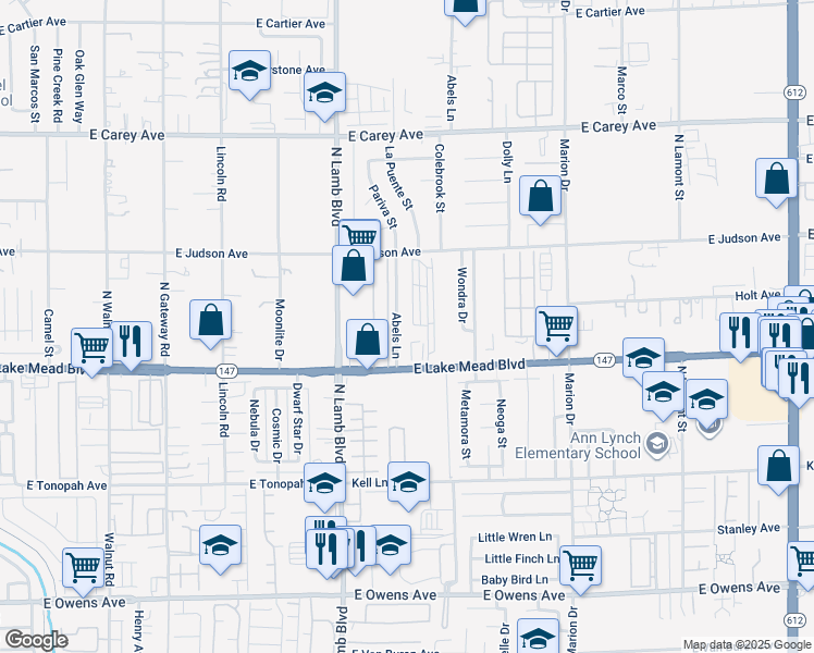 map of restaurants, bars, coffee shops, grocery stores, and more near 4438 East Lake Mead Boulevard in Las Vegas