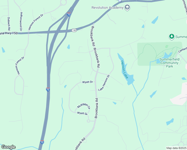 map of restaurants, bars, coffee shops, grocery stores, and more near 7100 Lentz Court in Summerfield