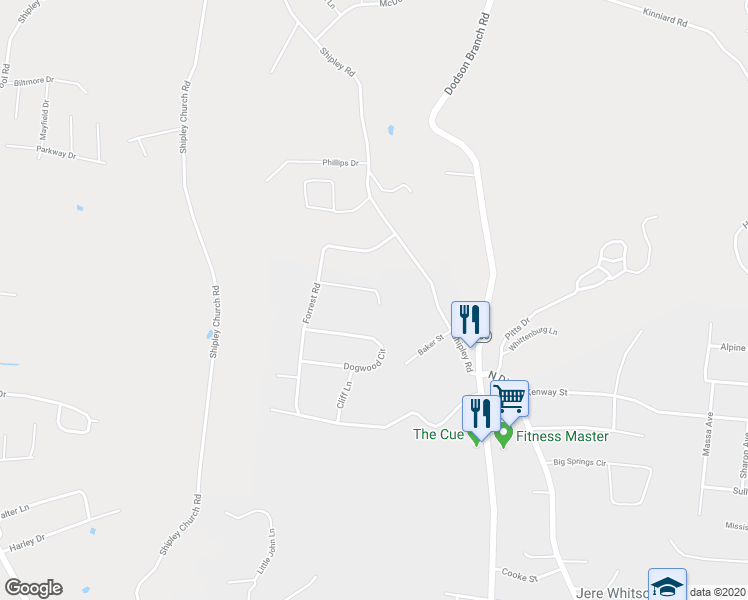 map of restaurants, bars, coffee shops, grocery stores, and more near 581 Forrest Cove Lane in Cookeville