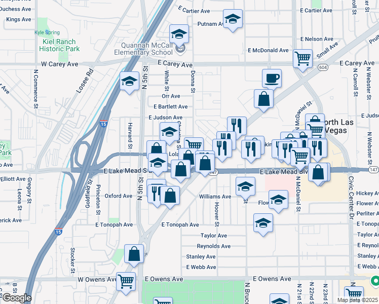 map of restaurants, bars, coffee shops, grocery stores, and more near 820 East Lake Mead North Boulevard in North Las Vegas