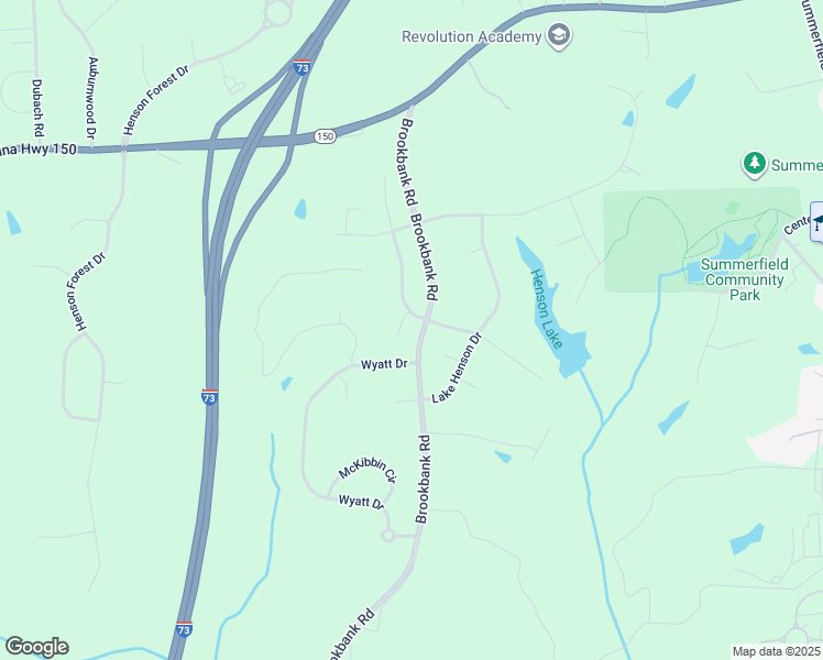 map of restaurants, bars, coffee shops, grocery stores, and more near 7100 Lentz Court in Summerfield