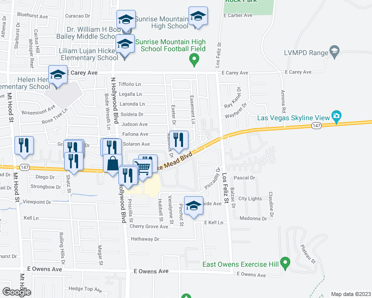map of restaurants, bars, coffee shops, grocery stores, and more near 6952 Canary Ivy Way in Las Vegas