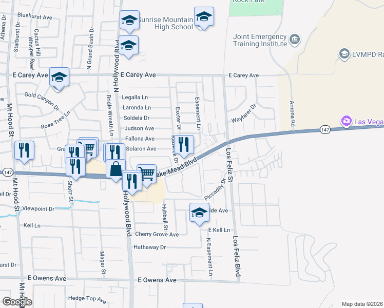 map of restaurants, bars, coffee shops, grocery stores, and more near 6952 Canary Ivy Way in Las Vegas