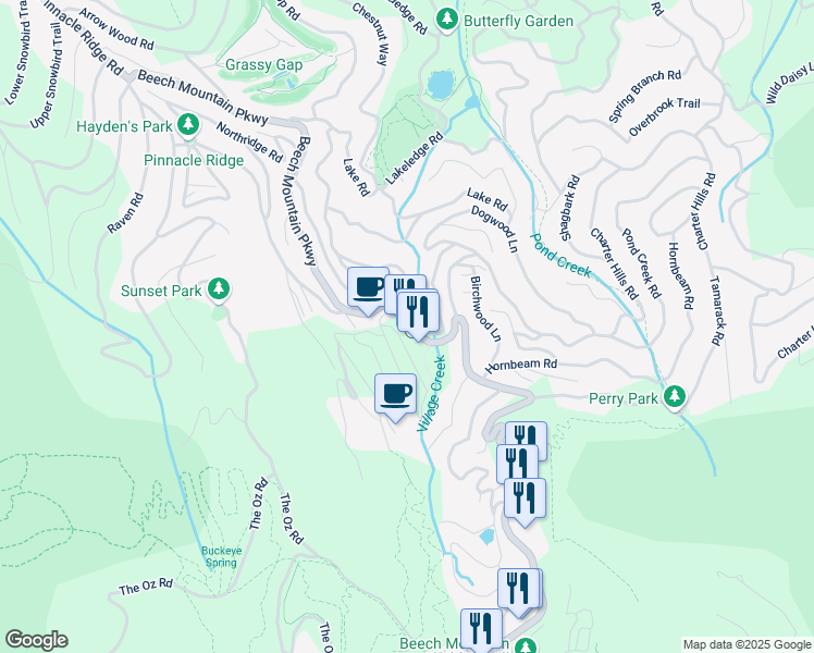 map of restaurants, bars, coffee shops, grocery stores, and more near 1005 Beech Mountain Parkway in Banner Elk