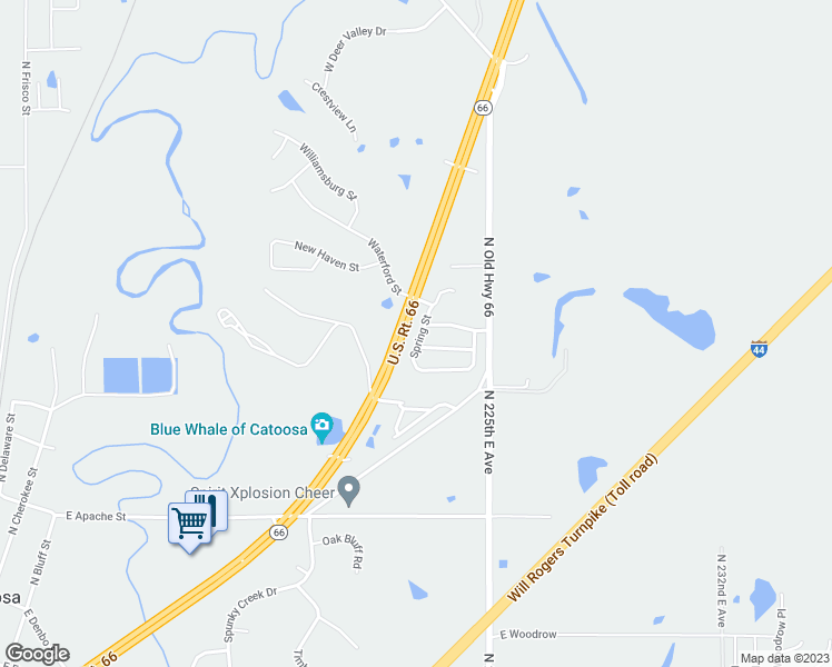 map of restaurants, bars, coffee shops, grocery stores, and more near 2982 Spring Street in Catoosa
