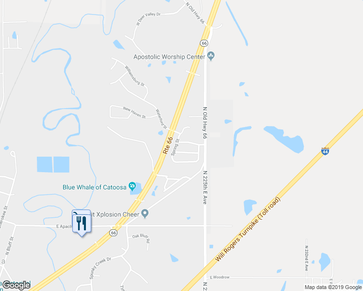 map of restaurants, bars, coffee shops, grocery stores, and more near 918 Hamilton Falls in Catoosa