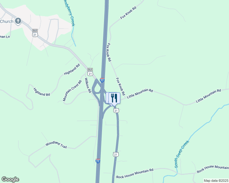map of restaurants, bars, coffee shops, grocery stores, and more near 5552 U.S. 21 in Jonesville