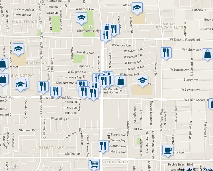 map of restaurants, bars, coffee shops, grocery stores, and more near 2085 North Jones Boulevard in Las Vegas