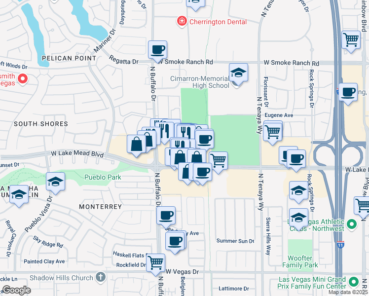 map of restaurants, bars, coffee shops, grocery stores, and more near 2100 Black Island Street in Las Vegas