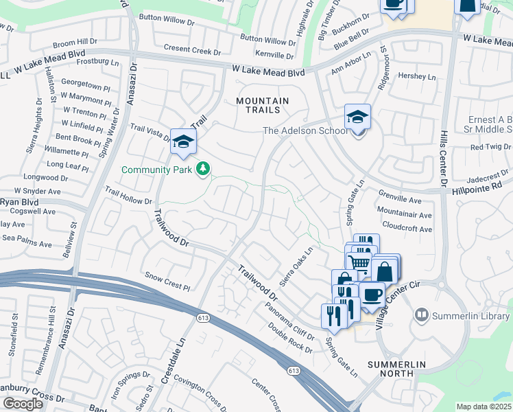 map of restaurants, bars, coffee shops, grocery stores, and more near 2016 Aspen Oak Street in Las Vegas