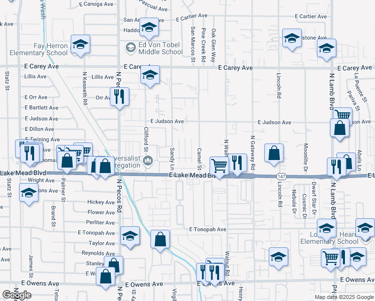map of restaurants, bars, coffee shops, grocery stores, and more near 2098 Lost Maple Street in Las Vegas