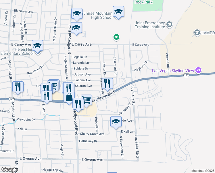map of restaurants, bars, coffee shops, grocery stores, and more near 6917 Mendon Lane in Las Vegas