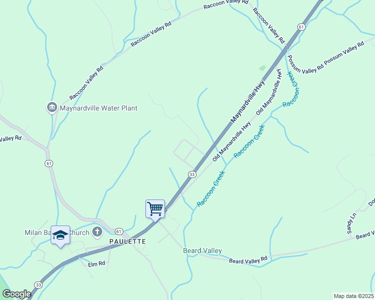 map of restaurants, bars, coffee shops, grocery stores, and more near 210 Williams Road in Maynardville