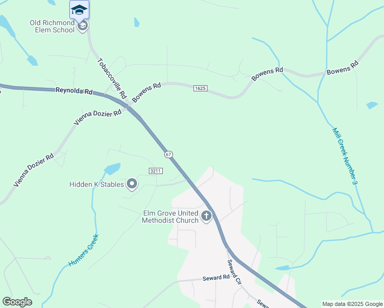 map of restaurants, bars, coffee shops, grocery stores, and more near 7455 Reynolda Road in Pfafftown