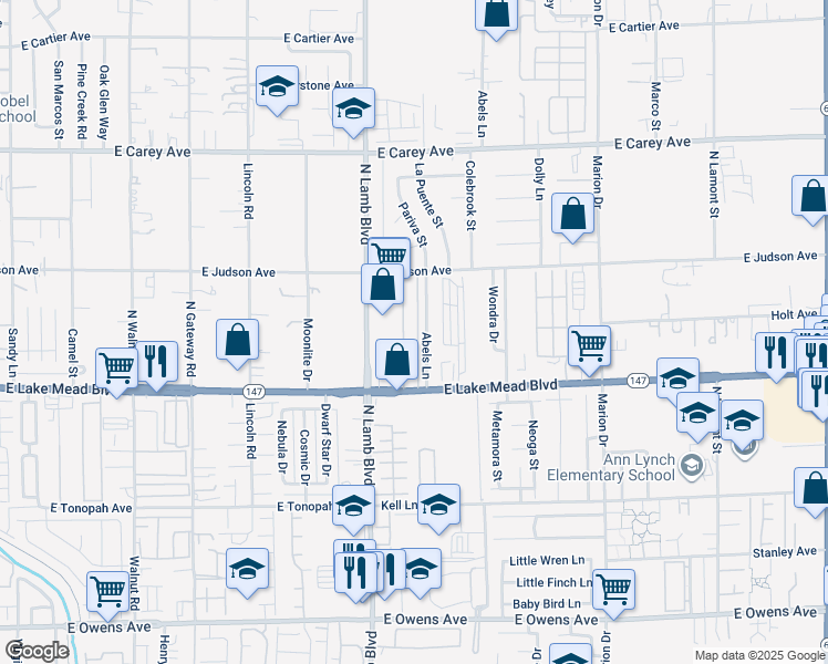 map of restaurants, bars, coffee shops, grocery stores, and more near 4388 East Lake Mead Boulevard in Las Vegas