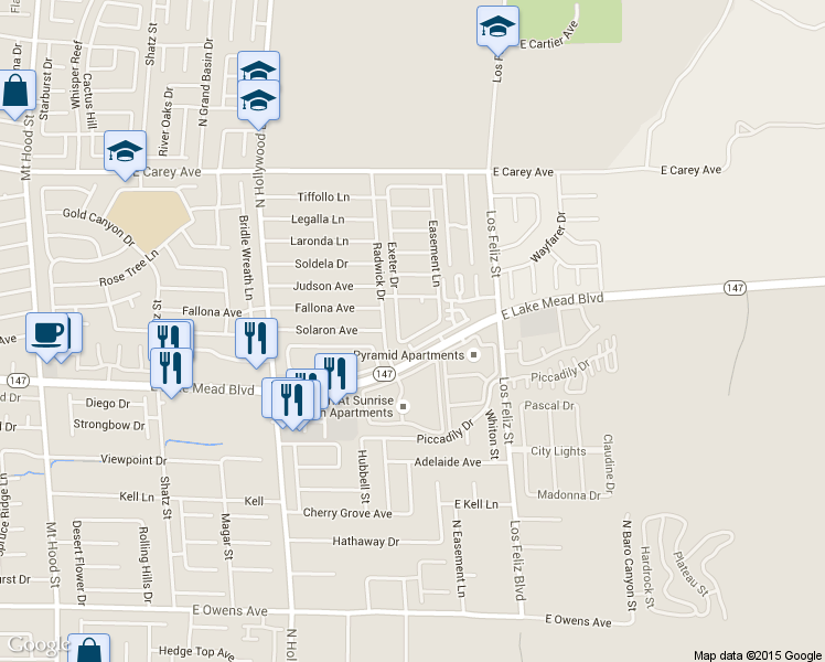 map of restaurants, bars, coffee shops, grocery stores, and more near 2137 Exeter Drive in Las Vegas