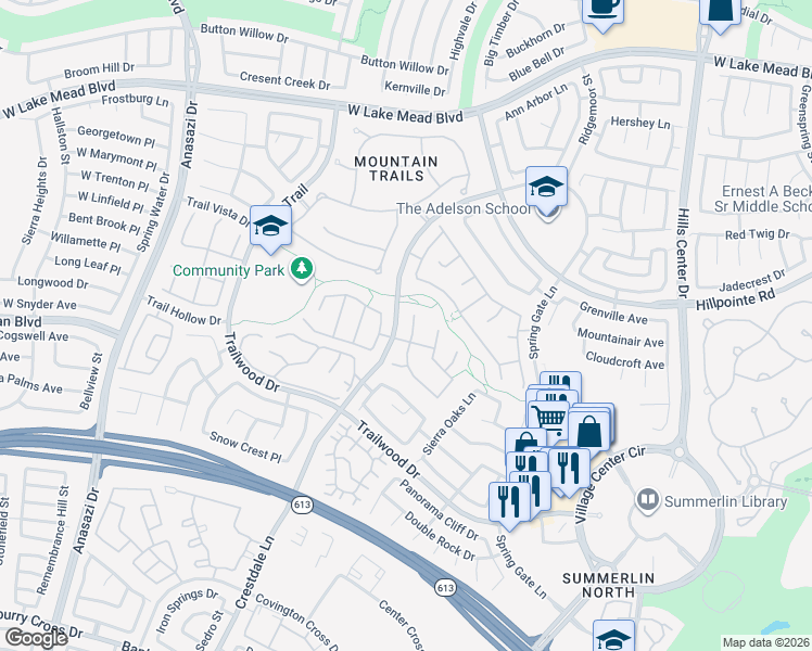 map of restaurants, bars, coffee shops, grocery stores, and more near 2032 Winter Wind Street in Las Vegas