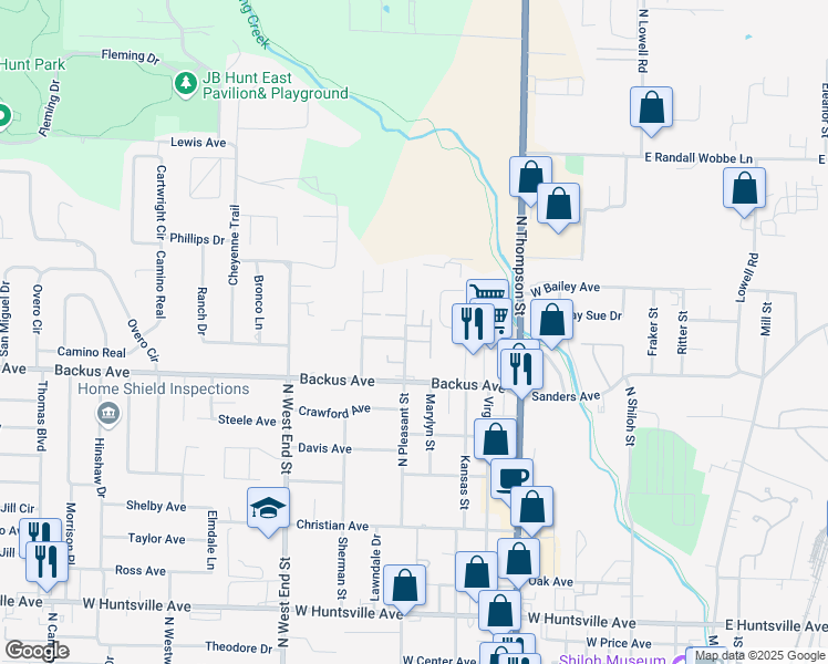 map of restaurants, bars, coffee shops, grocery stores, and more near 1272 Bridgestone Avenue in Springdale