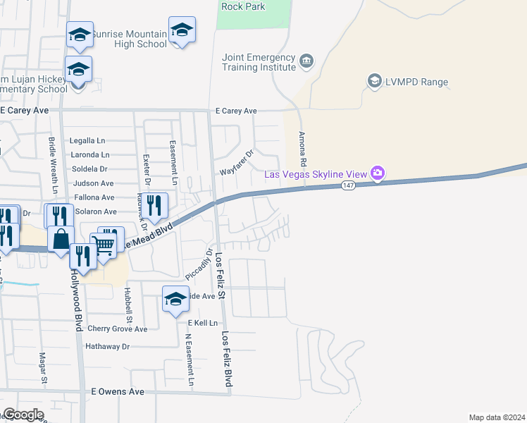 map of restaurants, bars, coffee shops, grocery stores, and more near 2110 Los Feliz Street in Las Vegas