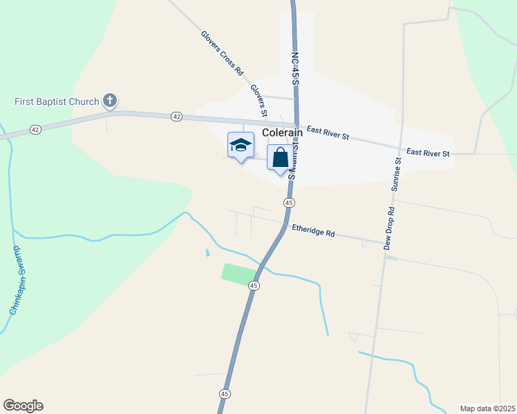 map of restaurants, bars, coffee shops, grocery stores, and more near 101 East Powell Street in Colerain