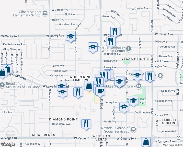 map of restaurants, bars, coffee shops, grocery stores, and more near 2060 Fred Brown Drive in Las Vegas