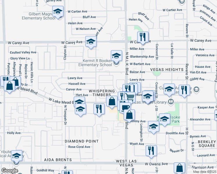 map of restaurants, bars, coffee shops, grocery stores, and more near 1647 Morse Arberry Avenue in Las Vegas