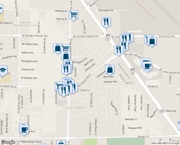 map of restaurants, bars, coffee shops, grocery stores, and more near 4420 West Lake Mead Boulevard in Las Vegas