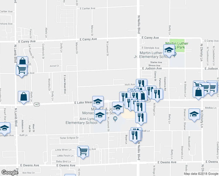 map of restaurants, bars, coffee shops, grocery stores, and more near 4929 Holt Avenue in Las Vegas