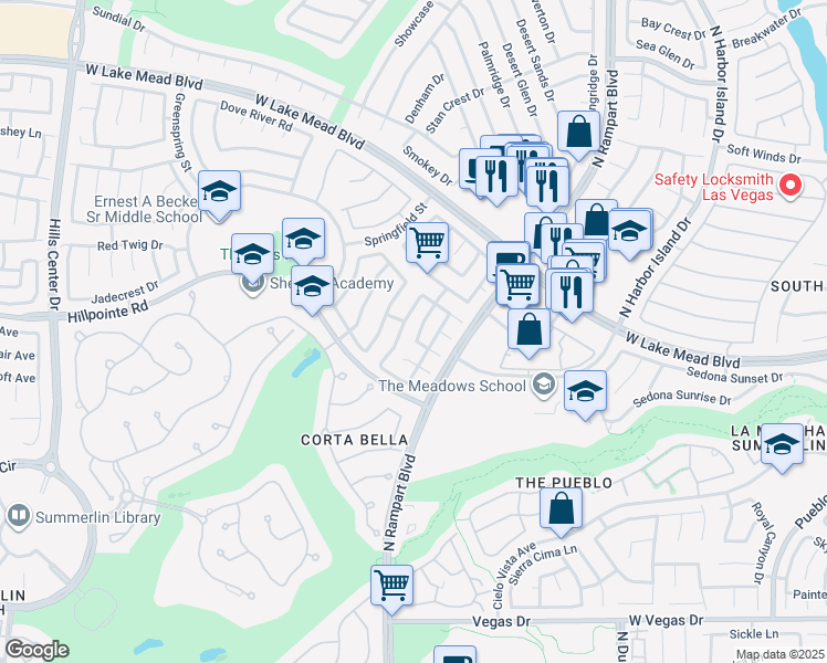 map of restaurants, bars, coffee shops, grocery stores, and more near 2009 Paradise Peak Drive in Las Vegas
