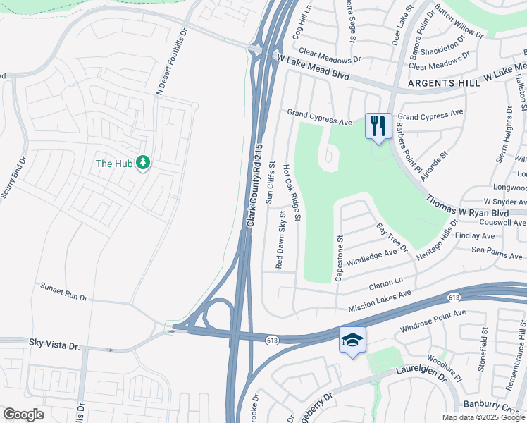 map of restaurants, bars, coffee shops, grocery stores, and more near 2127 Sun Cliffs Street in Las Vegas