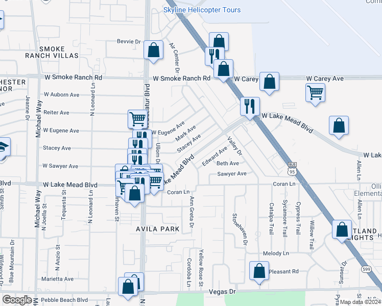map of restaurants, bars, coffee shops, grocery stores, and more near 4428 West Lake Mead Boulevard in Las Vegas