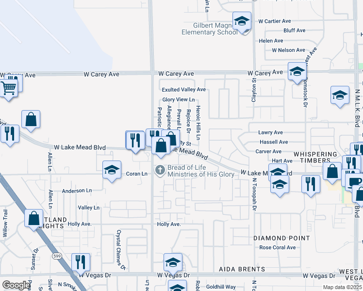 map of restaurants, bars, coffee shops, grocery stores, and more near 2613 Nobility Street in North Las Vegas