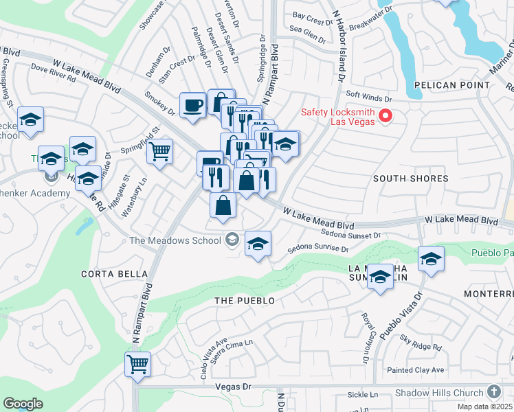 map of restaurants, bars, coffee shops, grocery stores, and more near in Las Vegas