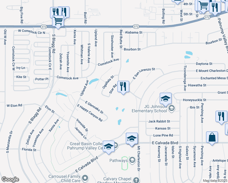 map of restaurants, bars, coffee shops, grocery stores, and more near 1435 Star Road in Pahrump