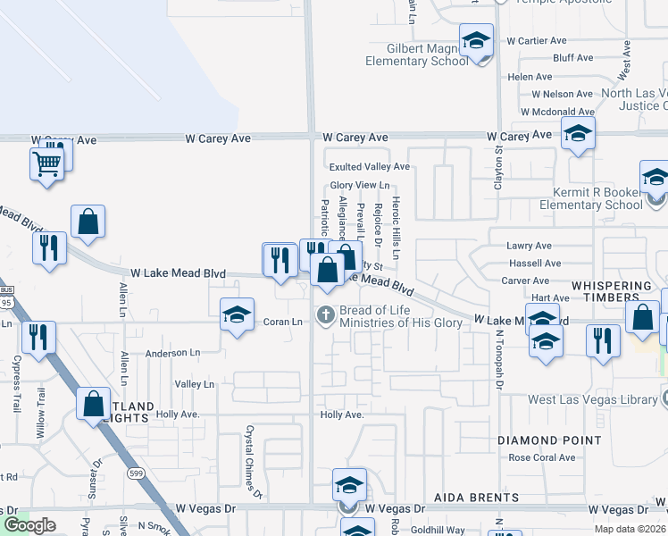 map of restaurants, bars, coffee shops, grocery stores, and more near 2804 Nobility Street in North Las Vegas