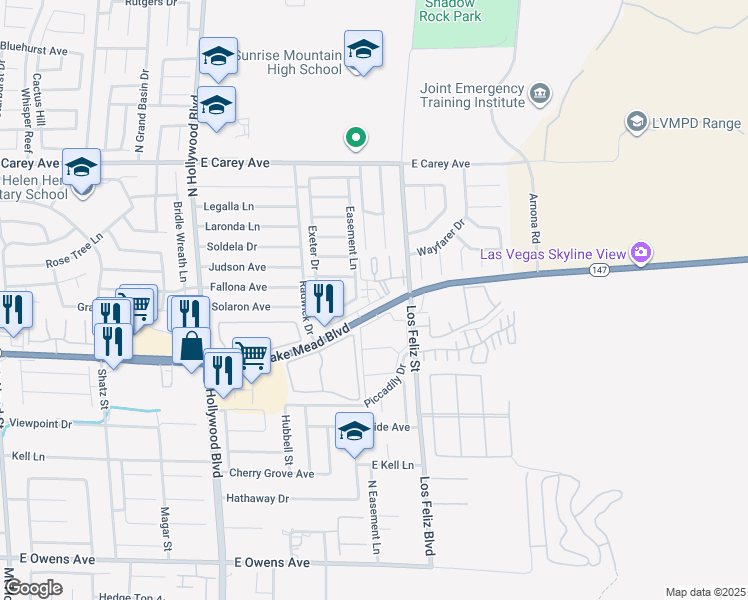 map of restaurants, bars, coffee shops, grocery stores, and more near 7040 Canary Ivy Way in Las Vegas