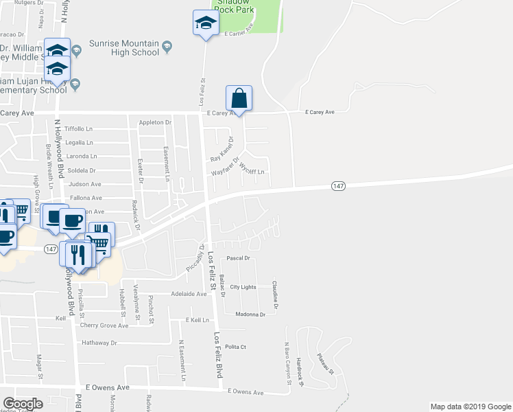 map of restaurants, bars, coffee shops, grocery stores, and more near 2110 Los Feliz Street in Las Vegas