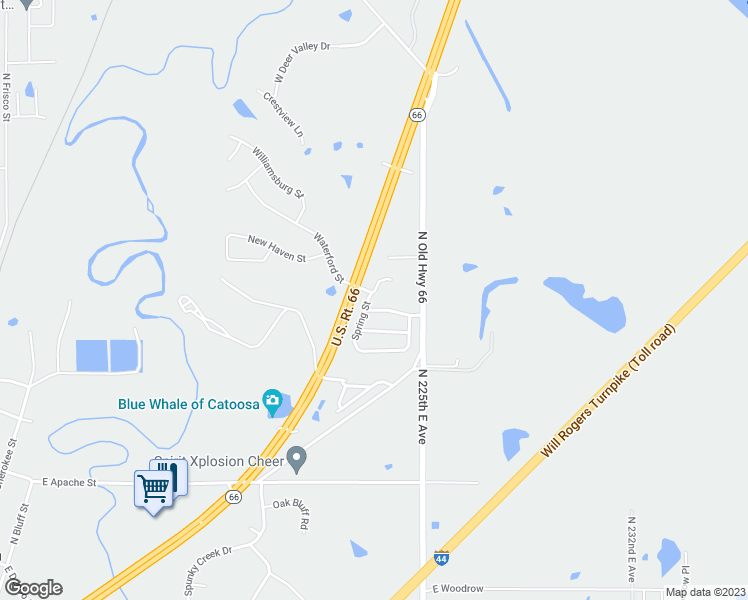 map of restaurants, bars, coffee shops, grocery stores, and more near 3023 Spring Street in Catoosa