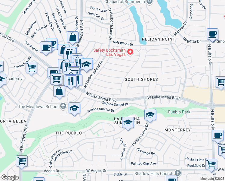 map of restaurants, bars, coffee shops, grocery stores, and more near 8301 Emerald Isle Avenue in Las Vegas
